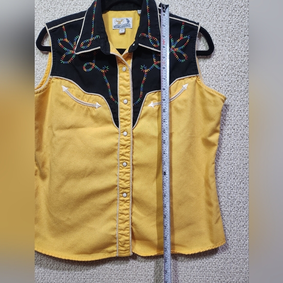 RARE Y2K‎ Panhandle Slim Pearl Snap Retro Western Embroidered Sleeveless Rodeo - Picture 6 of 7